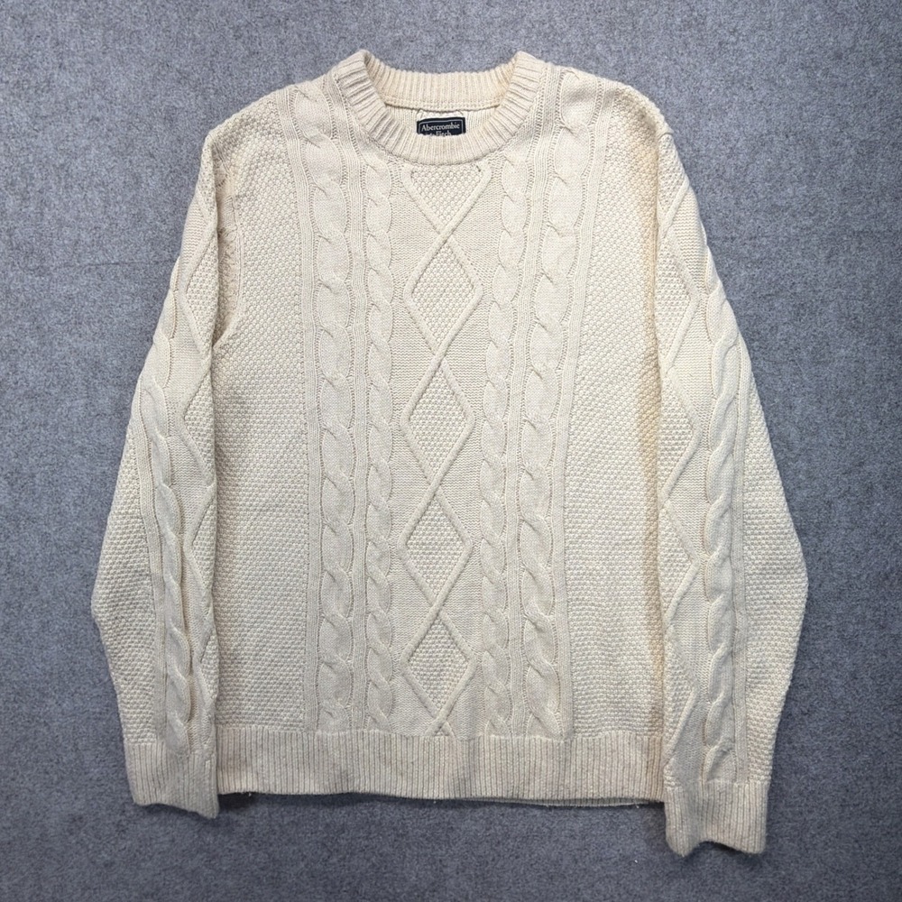 Vintage Abercrombie & Fitch Cable Knit Fisherman Wool Blend Sweater XL
